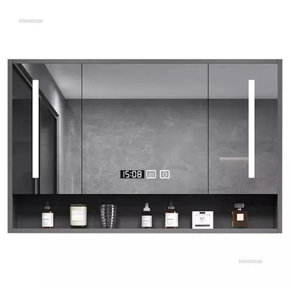 Smart Bathroom Mirror Cabinets Wall-Mounted Backlight Anti-Fog