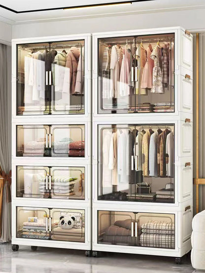 Multi-Functional Folding Storage Cabinet Doors White/Black/Gray