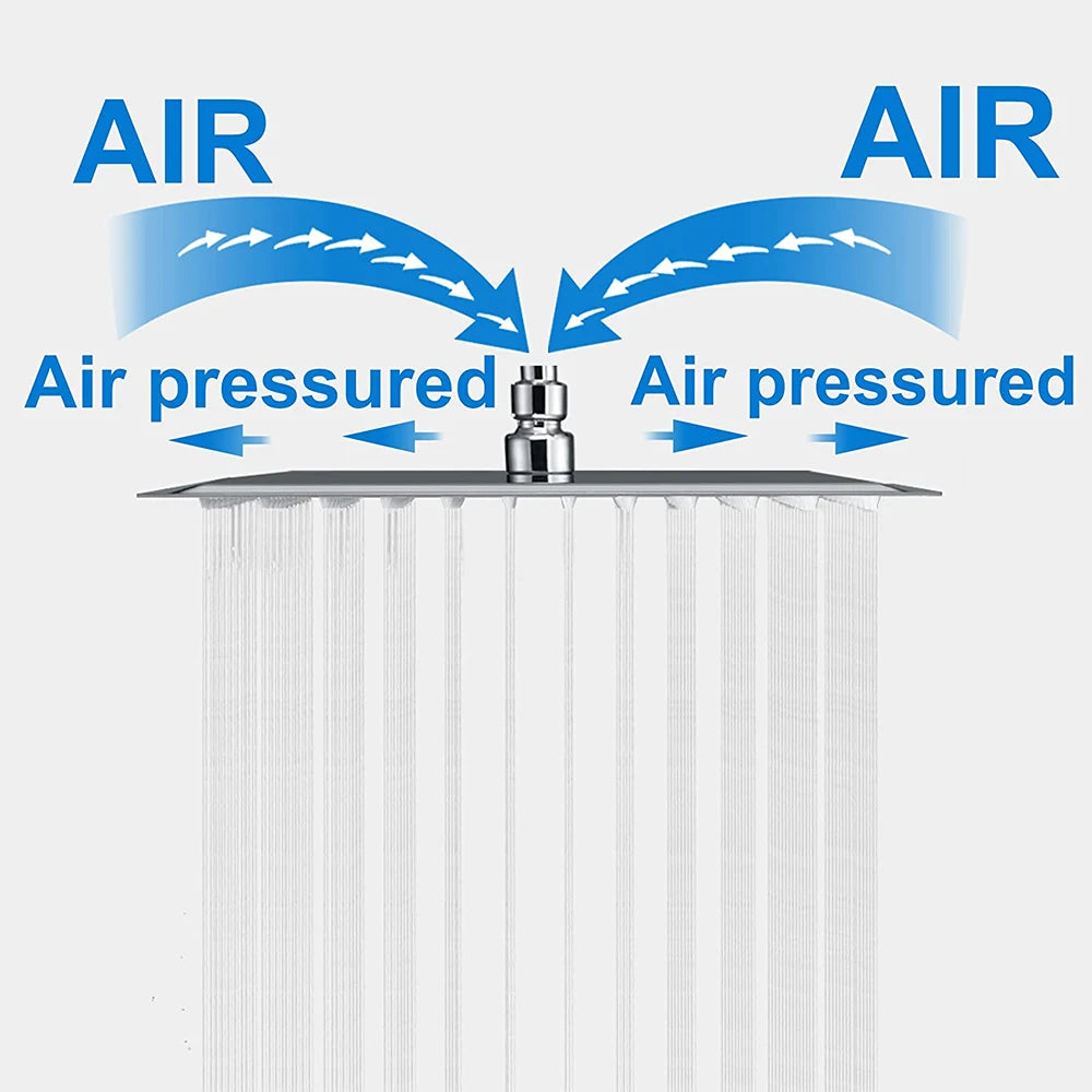 Rainfall High Pressure Shower Head 12/10/8 Inch Stainless