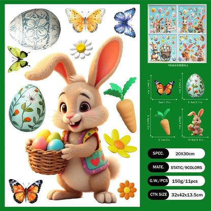 Easter Cartoon Rabbit Egg Window Stickers Bunny Easter