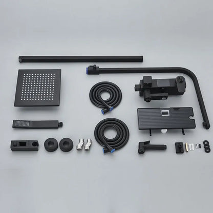Black Thermostatic Shower Faucets Digital Display Screen Cold