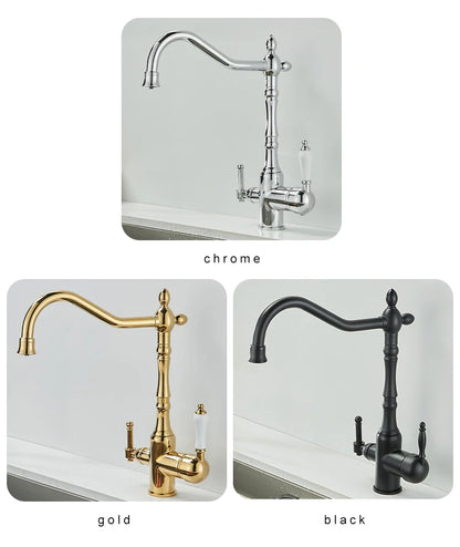 Antique Brass Faucets 360 Rotate Swivel Faucet Cold