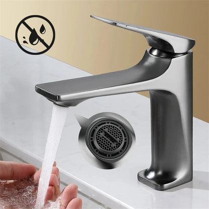 Brass Core Modern Bathroom Sink Faucet Handle Deck
