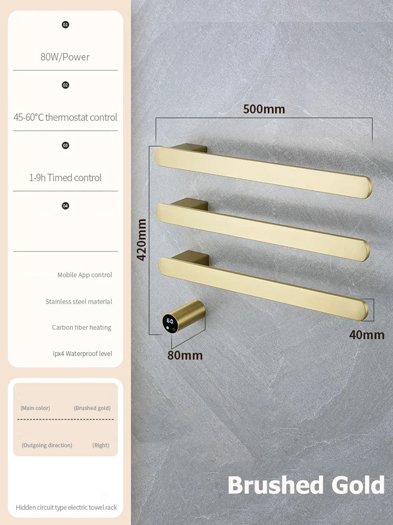 Model Horizontal Style Intelligent Heated Towel Rack Wihte