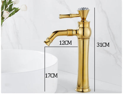 Chrome Basin Faucets Modern Gold Deck Mounted Bathroom