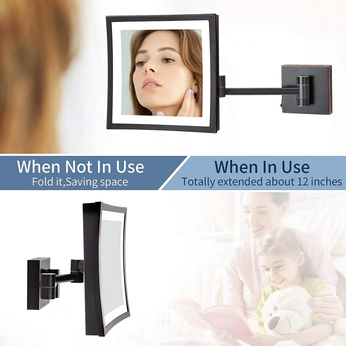 Square Touch Bathroom Mirror Wall Mounted Lighted Bathroom