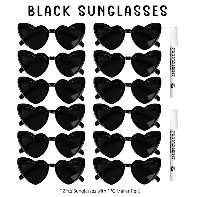 12-100pcs Wedding Sunglasses Guests Heart Shaped Sunglasses