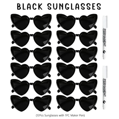 12-100pcs Wedding Sunglasses Guests Heart Shaped Sunglasses