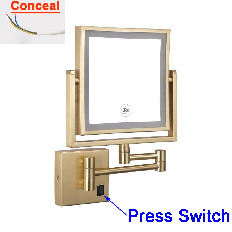 Led Bathroom Mirror 3x Magnifying Dual Arm Extendable