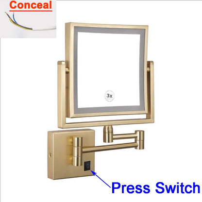 Led Bathroom Mirror 3x Magnifying Dual Arm Extendable