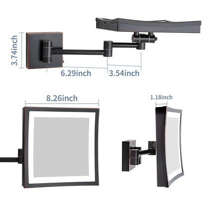 Square Touch Bathroom Mirror Wall Mounted Lighted Bathroom