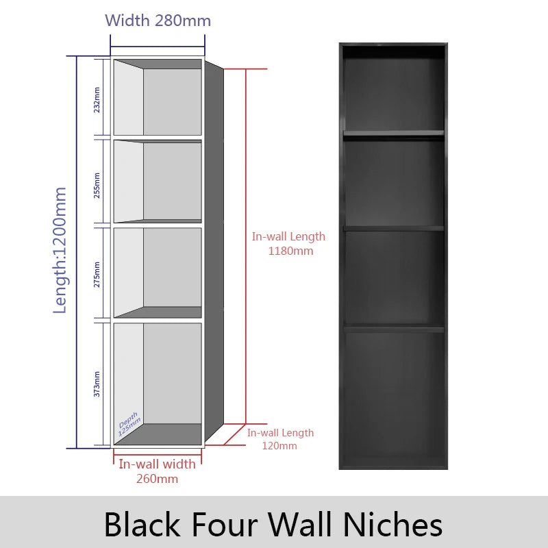Stainless Steel Recessed Wall Niche Black Gold Bathroom
