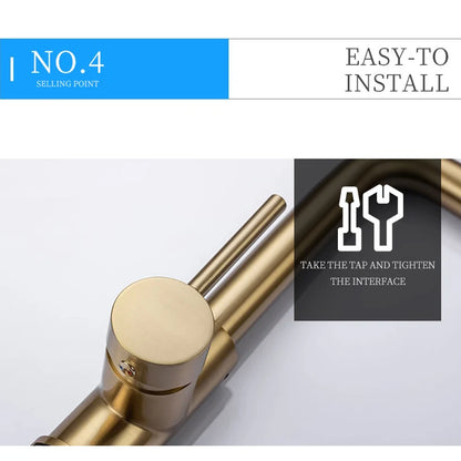 Brushed Gold Touch Sink Faucets Cold Pull Out