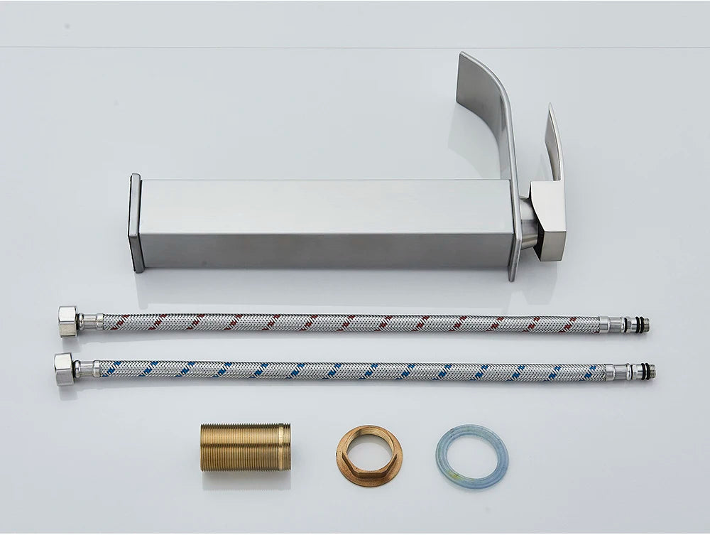 Brushed Golden Basin Faucets Elegant Waterfall Bathroom Sink