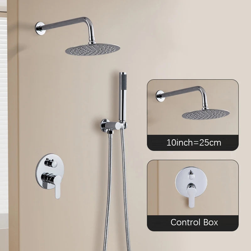 Black Brass Shower System Rain Shower Faucet Bathroom