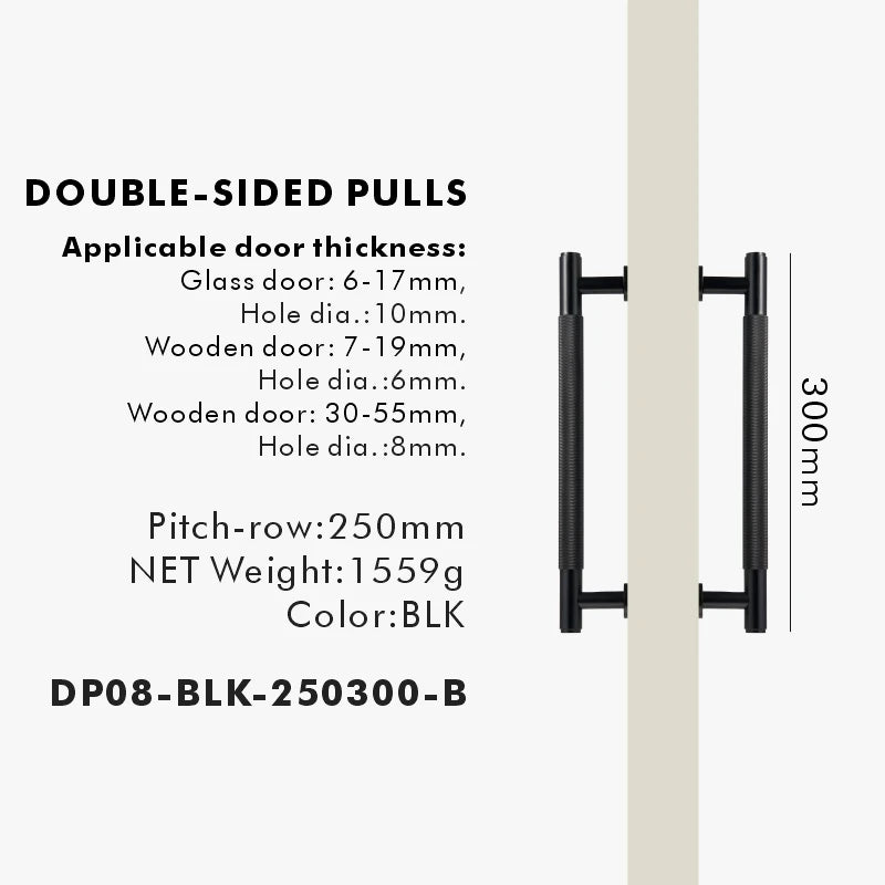 Nurlin Brass Door Double Sided Knurled Pull Bar