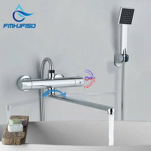 Thermostatic Bathroom Shower Faucet Chrome Mixer Valve Wall