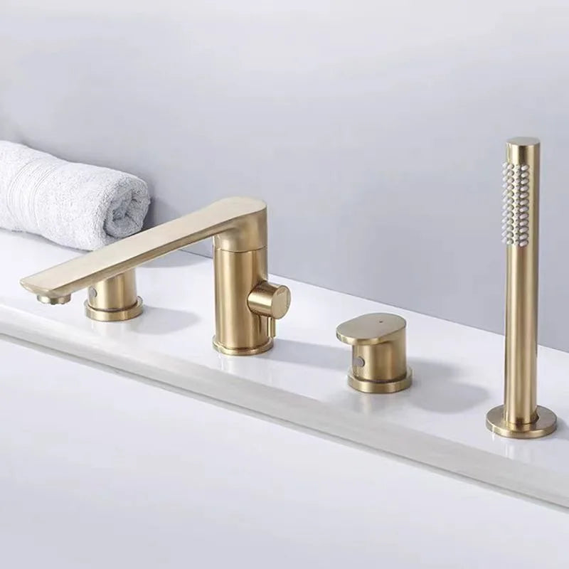 Luxury Gunmetal Black Bathtub Faucet Three Hole Mounting