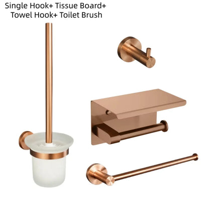 Brushed Rose Gold Bathroom Towel Rack Tissue Rack