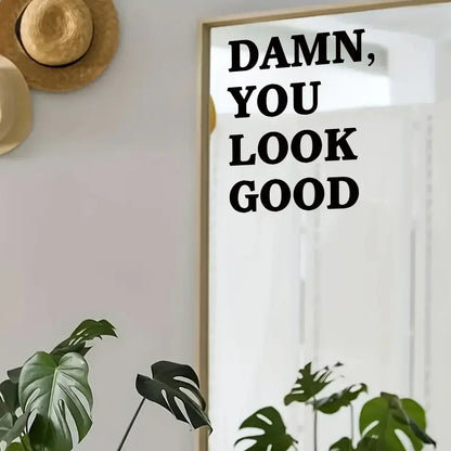 1pc Encouraging Text Wall Mirror Sticker Furniture Decor