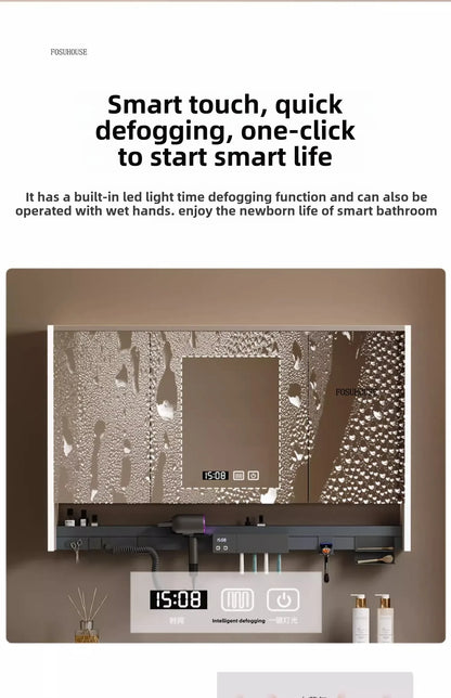 Smart Bathroom Mirror Storage Cabinet Light Bathroom Mirror