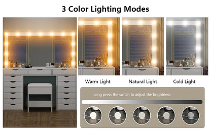 Yanosaku Vanity Desk Mirror Lights Makeup Table Charging