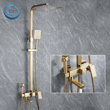 Oxg Brushed Nickel Gold Shower Faucet Bathroom Shower