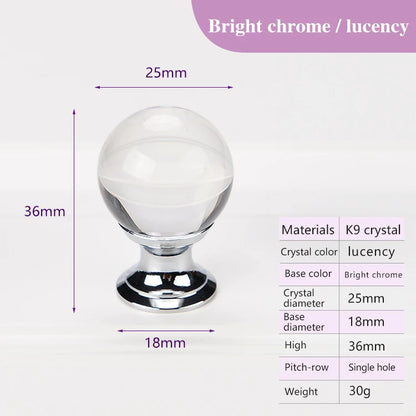 Colorful Crystal Glass Ball Pulls Knobs Wardrobe Door