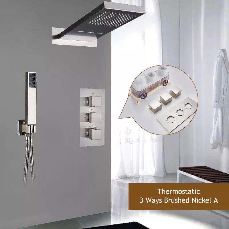 Thermostatic Shower Syste Waterfall Shower Faucet Concealed