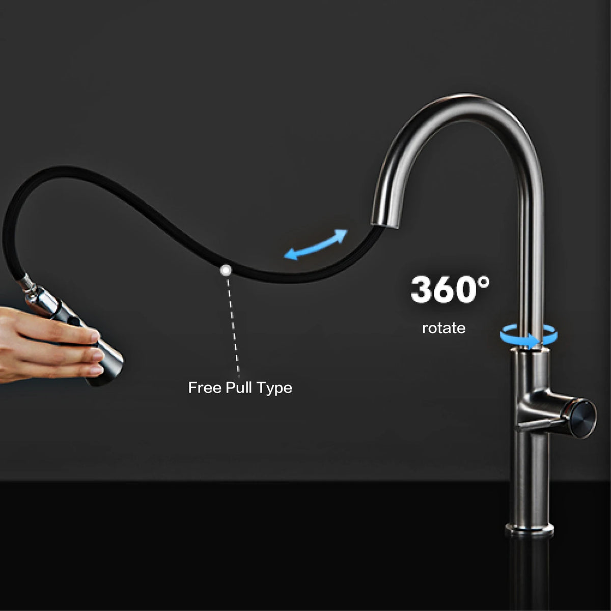 Aitana Pull Out Design Gun Grey Faucet Simple