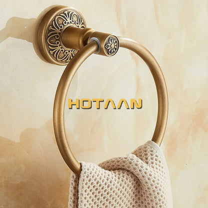 Solid Aluminium Wall-Mounted Round Antique Brass Color Towel