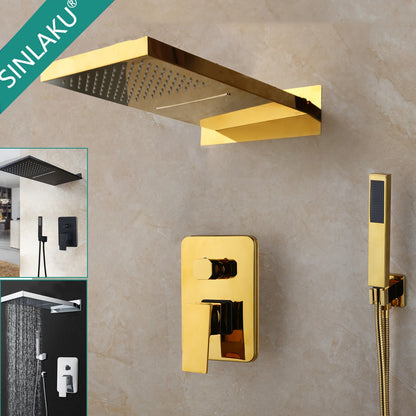 Sinlaku Golden Black Bathroom Shower Systerm Hand Spray