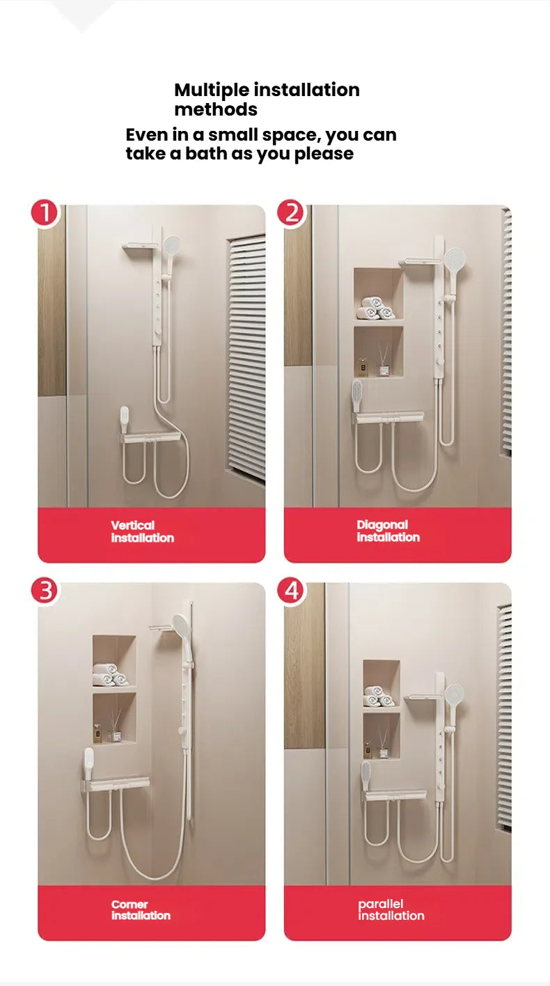 Gun Grey Bathroom Shower System Shoulder Waist Spouts