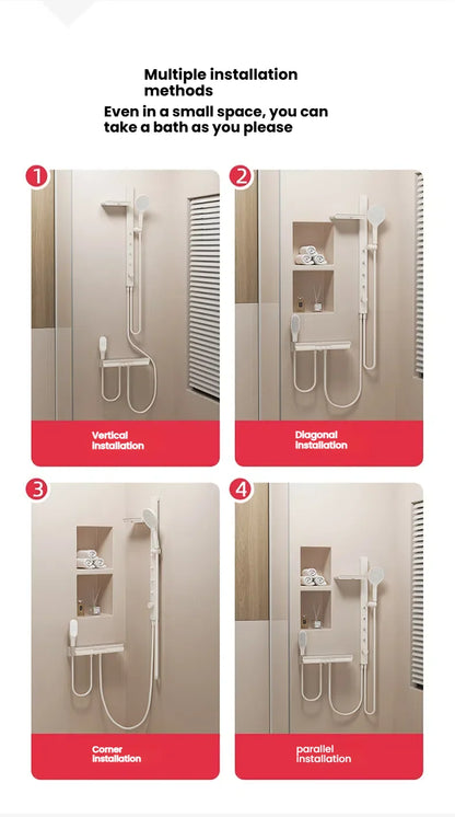 Gun Grey Bathroom Shower System Shoulder Waist Spouts