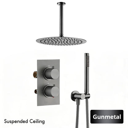 Bathroom Faucet Dial Way Brushed Gold Thermostat Shower