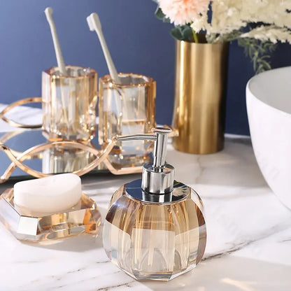 Light Luxury Crystal Glass Bathroom Lotion Bottle Transparent