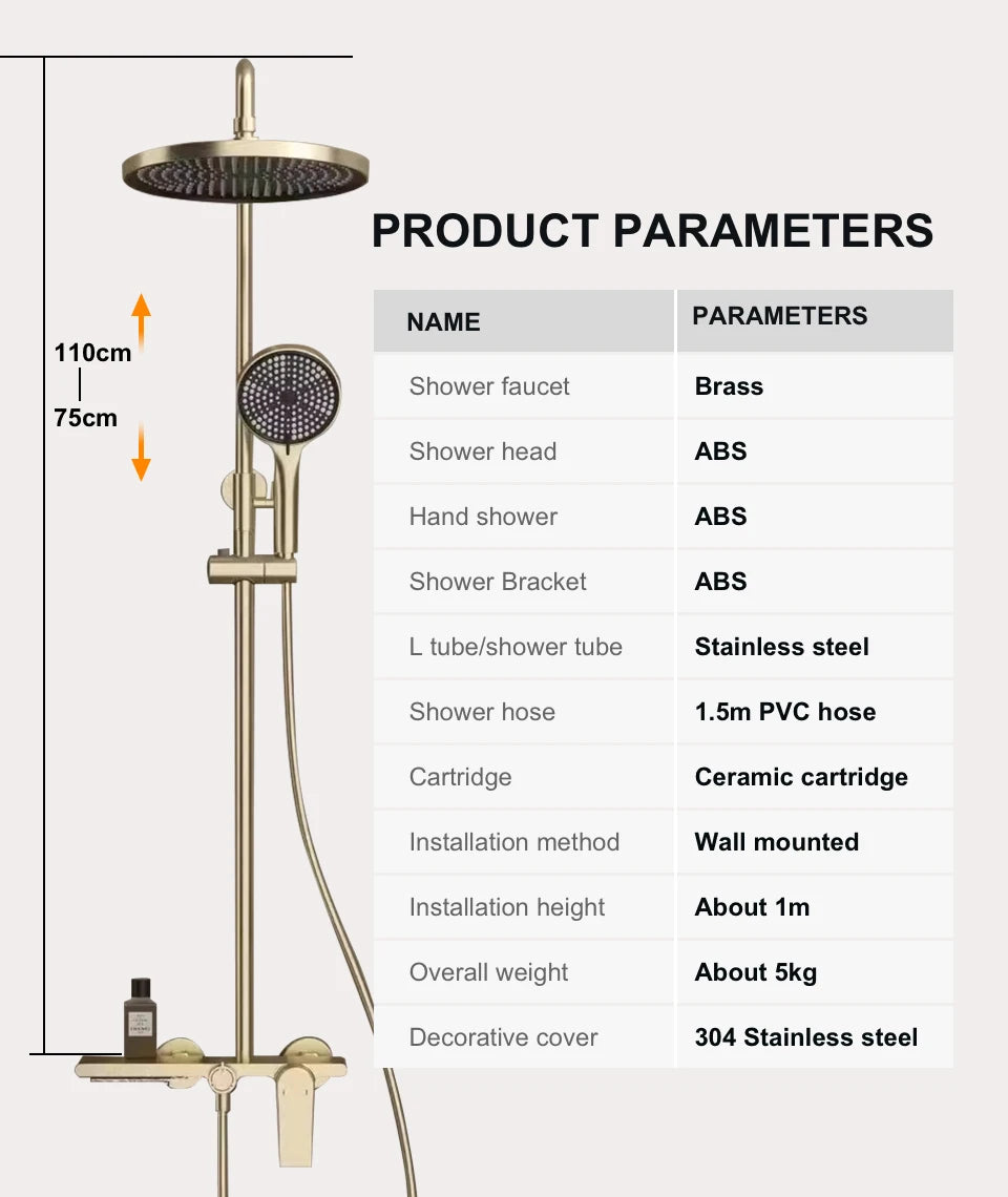 Rose Gold Bathroom Shower System 12 Inch Rain
