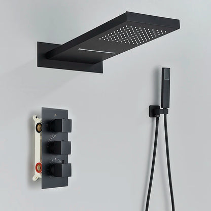 Thermostatic Shower Faucet Wall Concealed Waterfall Rainfall