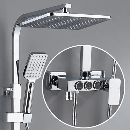 White Gold Thermostatic Shower System Quality Brass Cold