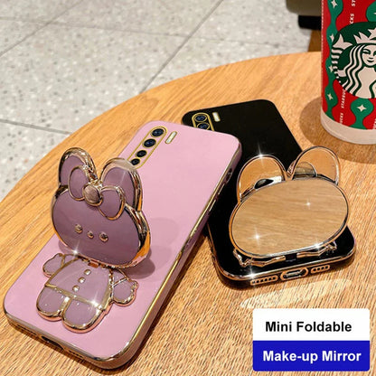 91 Makeup Mirror Cute Rabbit Phone Holder Case