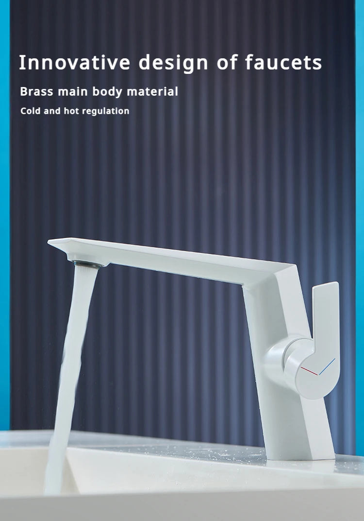 Brass Main Sink Faucet White Bathroom Cold Sink