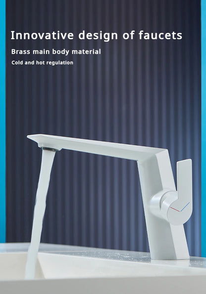 Brass Main Sink Faucet White Bathroom Cold Sink