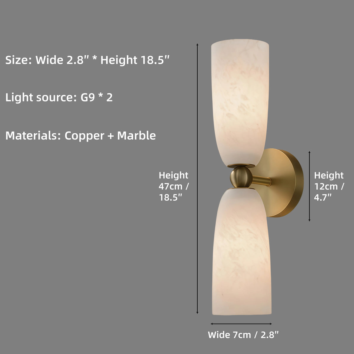 Brass Marble Wall Light Alabaster Wall Sconce Led