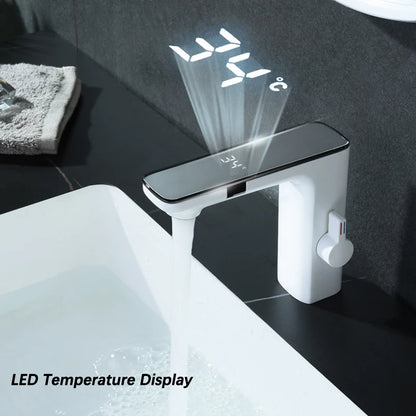 Smart Display Bathroom Basin Faucet Touchless Cold Water