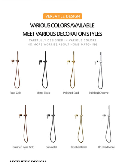 Handheld Bathroom Shower System Brushed Gold Cold Water