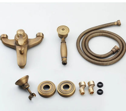 Brass Vintage Gold/Black Simple Shower Spray Handheld Shower