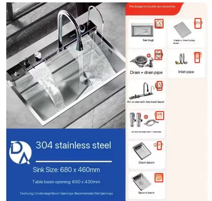 Digital Fly Rain Waterfall Sink Embossed Nano 304