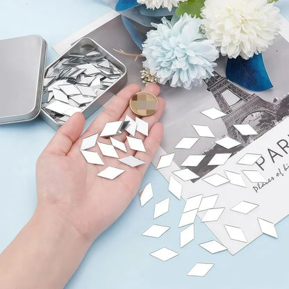 100pcs 5cm Diy Craft Mirror Stickers Leaf Shape