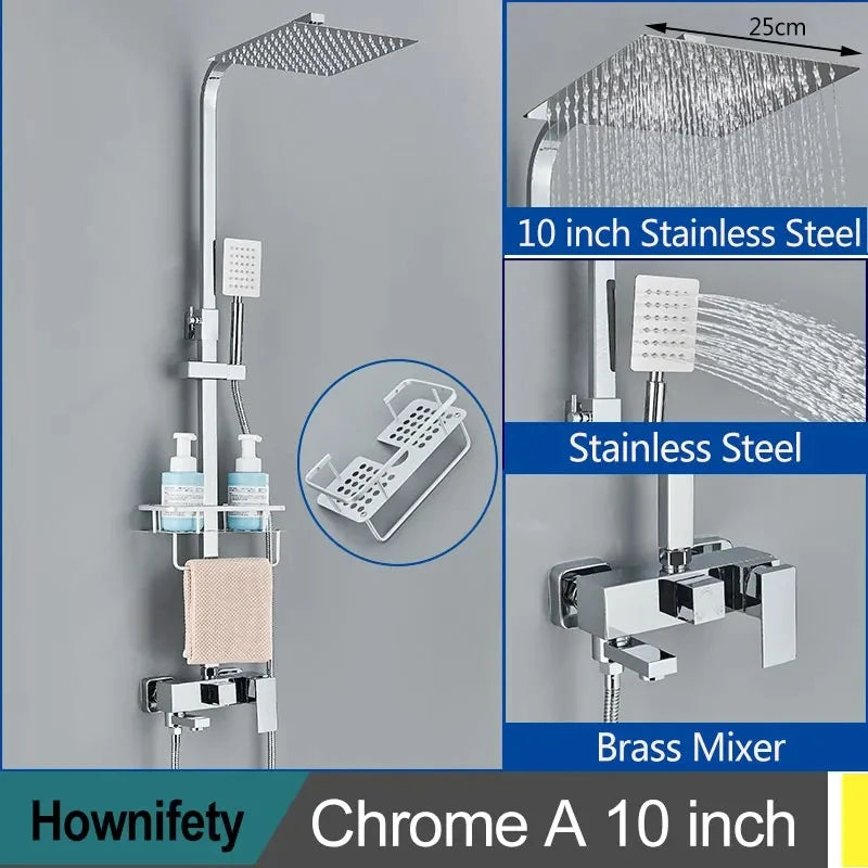 Golden Shower Faucet Rainfall 3/4-Way Bathtub Tap Bathroom