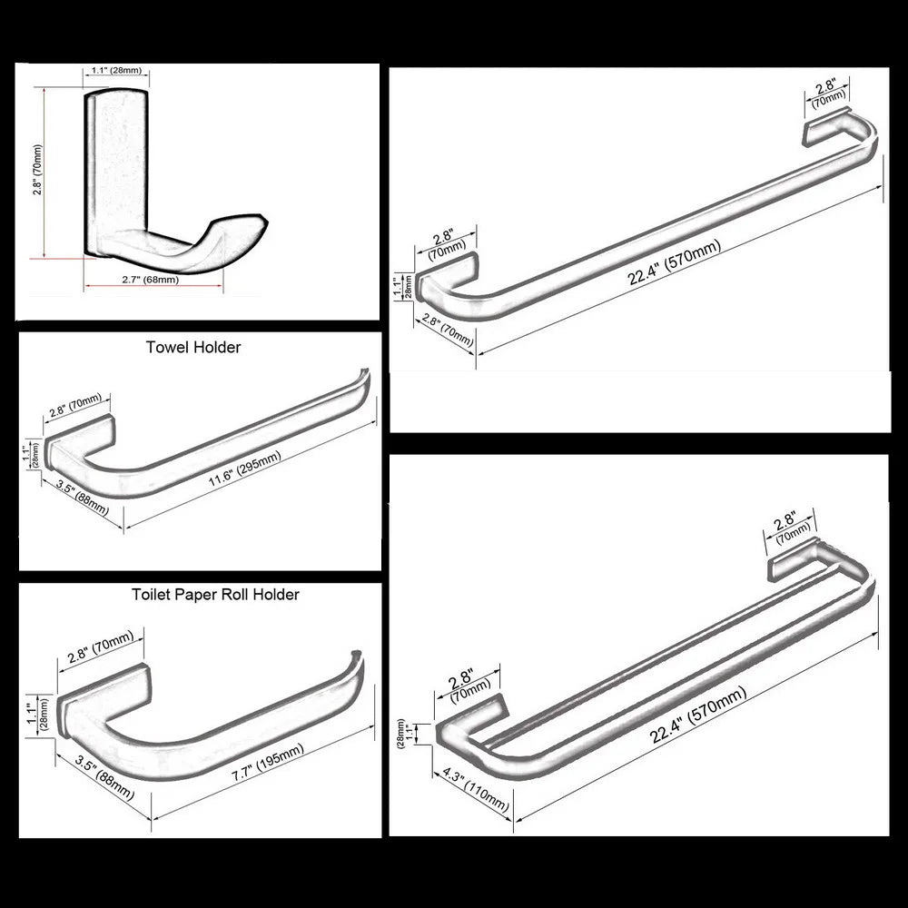 Gun Grey Brass Square Bathroom Bath Hardware Wall